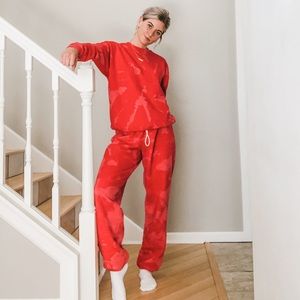 Bleach Dyed Pink and Red Lounge Set